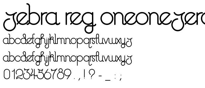 Zebra Reg oneonezero font